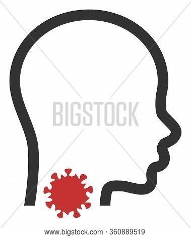 Vector Sore Throat Flat Icon. Vector Pictograph Style Is A Flat Symbol Sore Throat Icon On A White B