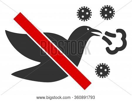Raster Stop Bird Flu Flat Icon. Raster Pictogram Style Is A Flat Symbol Stop Bird Flu Icon On A Whit
