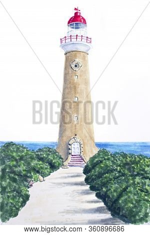 Hand Drawn Asutralian Lighthouse On Kangaroo Island,