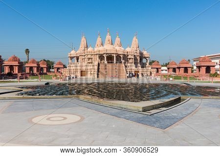 Chino Hills, California/usa - February 7, 2020: The Baps Shri Swaminarayan Mandir, A Hindu Temple Co