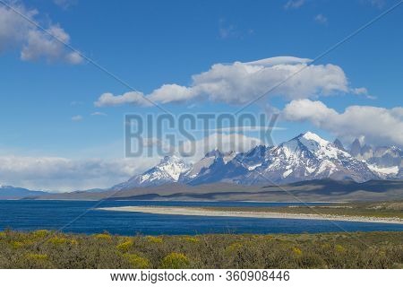 Sarmiento Lake View, Torres Del Paine National Park, Chile. Chilean Patagonia Landscape