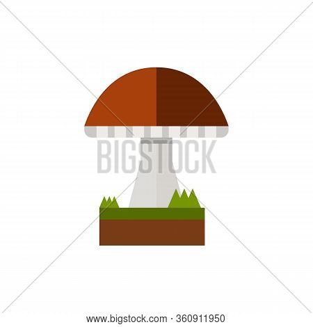 Multicolored Icon Of Mushroom With Cap And Stipe