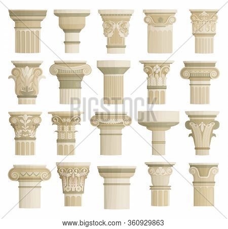 Top Of Column Isolated Cartoon Set Icon. Vector Cartoon Set Icon Antique Pillar. Vector Illustration