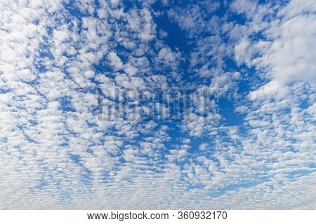 Cloudscape With Altocumulus Clouds, Altocumulus Middle-altitude Cloud In Stratocumuliform - Natural