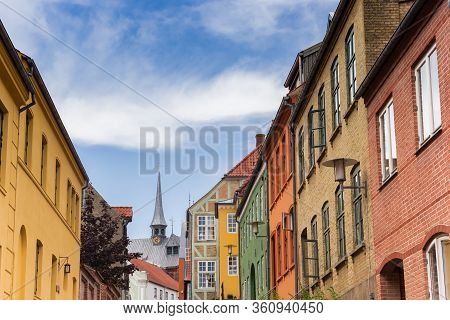 Colorful Facades Of Old Houses In Haderslev, Denmark