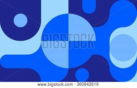 Bauhaus Background With Shapes, Circle And Curves In Style Of 80s Design, Minimal Geometric Pattern,