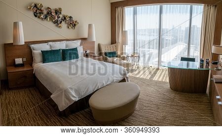 Baku, Azerbaijan - July 2019: Interior Decoration Of Baku Jw Marriott Absheron Hotel Room