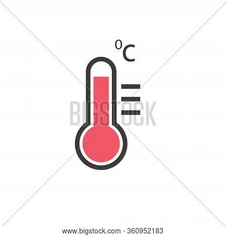 Red Termometer Icon On White Background Eps 10