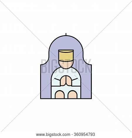 Muslim Pryer Flat And Thin Line Icon Isolated On A White Background.ramadan Holiday Design Element.r