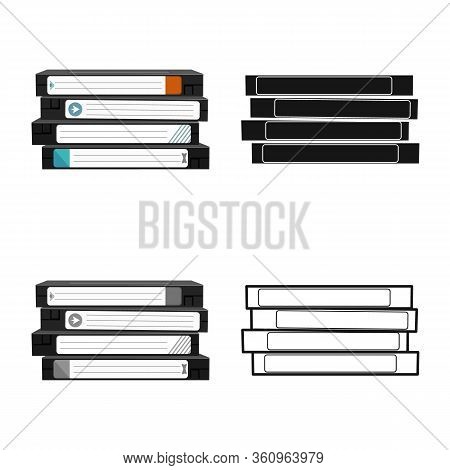 Vector Illustration Of Cassette And Video Logo. Web Element Of Cassette And Reel Vector Icon For Sto