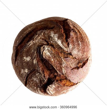One Loaf Of Rye Yeastless Bread On A White Isolated Background. A Simple Pattern For Designers. Use 