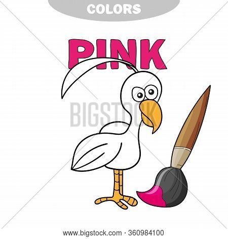 Coloring Book - Finny Bird. Learn Colors - Pink