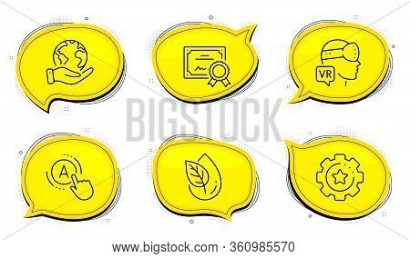 Augmented Reality Sign. Diploma Certificate, Save Planet Chat Bubbles. Ab Testing, Settings Gear And