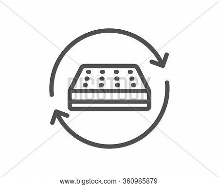 Two Sided Mattress Line Icon. Change Side Of Orthopedic Pad Sign. Breathable Sleep Bed Symbol. Quali