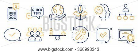 Set Of Education Icons, Such As Startup, Time Management. Certificate, Save Planet. Confirmed, Balan