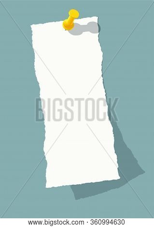 A Vector Illustration Of A White Torn Note Peeling Upwards Attached To An Isolated Blue Wall Backgro