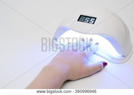 Girl Doing Manicure, Nails Gel Polish, White Background