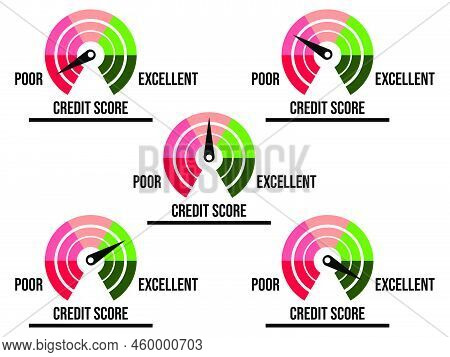Credit Rating Set Of Banners Isolated On White Background. Client Solvency Rating Indicator. Credit 