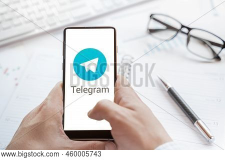 Logo Of Discord Group Chatting Application, Page In Mobile Phone. Social Net, Media Resource, Platfo