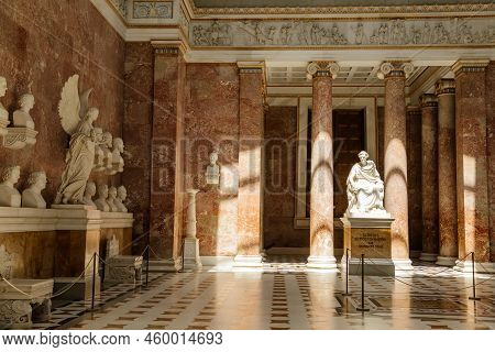 Donaustauf, Bavaria, Germany, 2 July 2022: Walhalla Memorial With Colonnade Above Danube River, Main