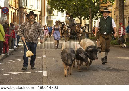 Stuttgart, Germany, 29 September 2019. Volksfest In Stuttgart. The March Through The City Center.