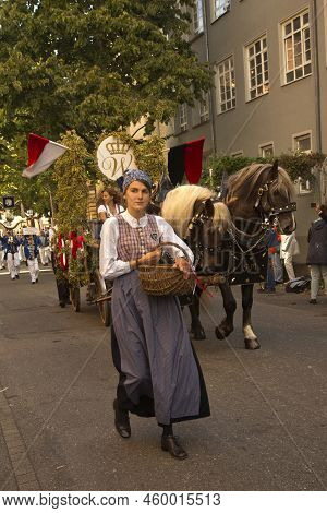 Stuttgart, Germany, 29 September 2019. Volksfest In Stuttgart. The March Through The City Center.