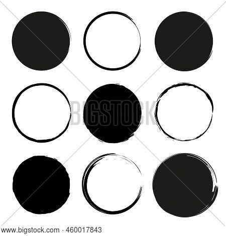 Hand Drawn Frame Set. Brush Texture. Vector Illustration. Stock Image.