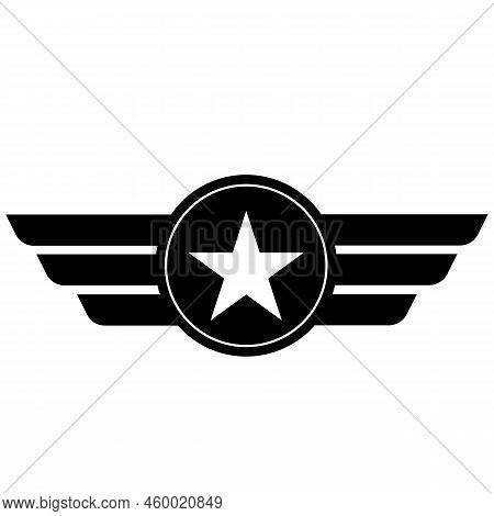 Emblem Badge Millitary Aviation Logo On White Background.. Millitary Star Sign. Aviation Badge Symbo