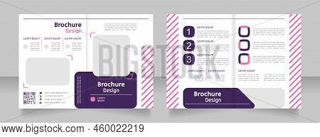 Beauty Salon Bifold Brochure Template Design. Half Fold Booklet Mockup Set With Copy Space For Text.