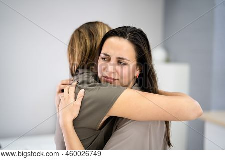 Disagreement And Mistrust. Sneaky Fake Female Pretends To Be A Friend