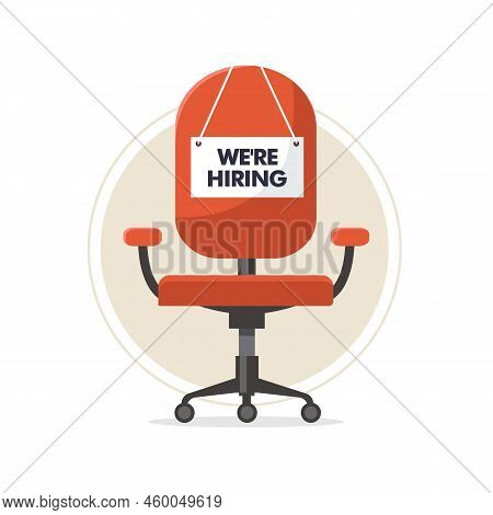 Job Vacancy With Chair Isolated On White Background. Business Hiring And Recruiting Concept. Vacant 