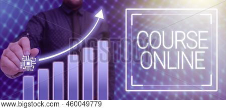Handwriting Text Course Online. Word Written On Elearning Electronic Education Distant Study Digital