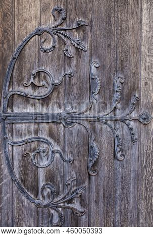 Christ Church Cathedral Ground Door, Dublin, Ireland. Decorated Hinges Detail