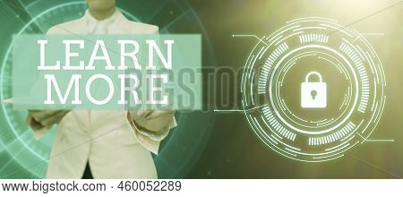Text Caption Presenting Learn More. Concept Meaning Deepen Knowledge Of The Thing You Want To Do Or 