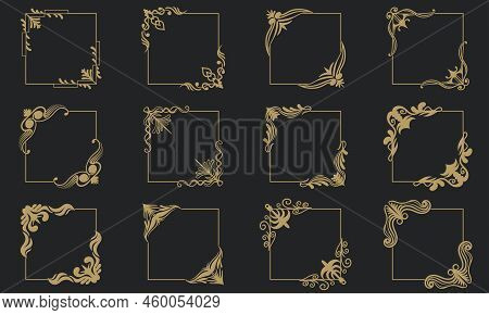 Vintage Frame Elements Decoration Rectangel Set Vector Illustration For Your Company Or Brand