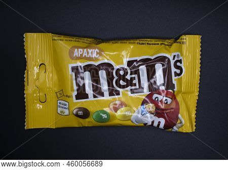 March 29, 2022 Ukraine City Kyiv Chocolate M And Ms On A Dark Background
