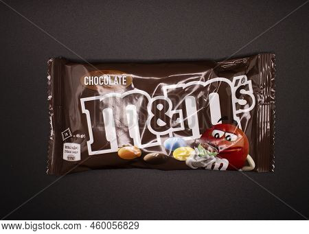 March 29, 2022 Ukraine City Kyiv Chocolate M And Ms On A Dark Background
