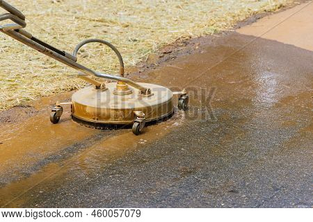 Used For Street Washing The Road Flusher In Action, Equipped With High Pressure Pumps And Specialize