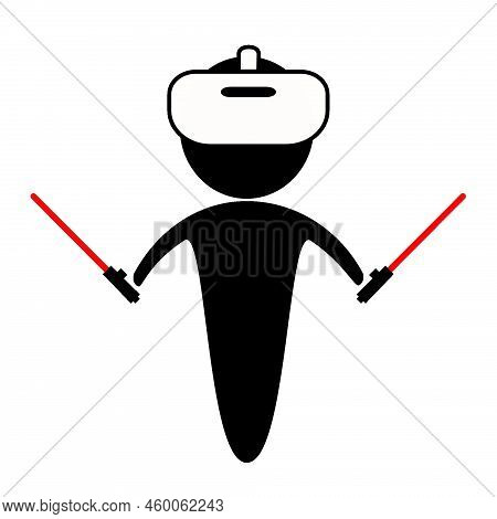 Avatar, Icon. Xr, Mr. Ar, Vr, Person In A Hmd Headset For Virtual Gaming Exercise Fitness In The Met