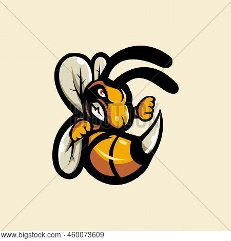 Angry Bee Mascot Logo Design Illustration For Sport, Esport, Gaming, Team Or Club