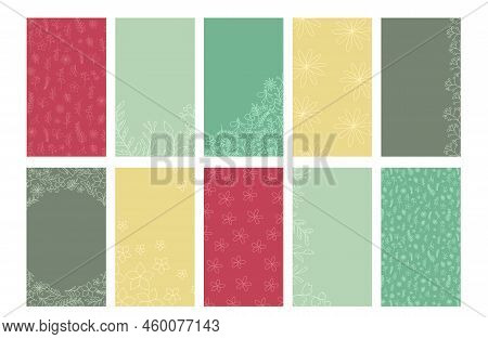 Instagram Story Template Floral. Social Media Template Stories And Main Feed Cover. Background Templ