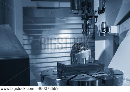 The Cmm Probe Measuring The Lens Reflection Mold Part On The Cnc Milling Machine. The Quality Contro