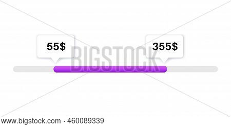 Price Range Scrollbar In Web Form, Online Application. Filter Slider On Website, Flat User Interface