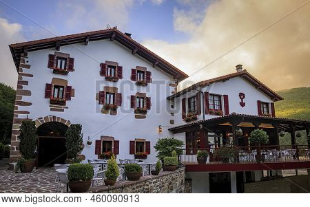 Quaint Local Restaurant In A Typical Basque House Set Amongst The Trees And Mountains In Arraitz, Ba