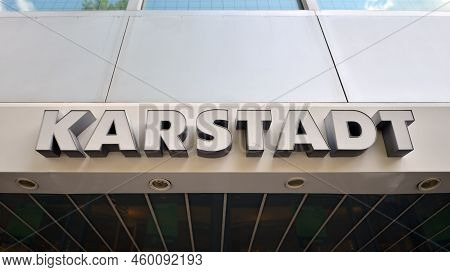 Berlin, Germany. 16 August 2022. Sign Karstadt. Company Signboard Karstadt.