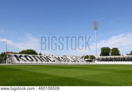 Kovalivka, Ukraine - September 2, 2020: Tribunes Of Kolos Stadium Football Venue In Kovalivka Villag