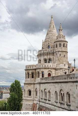 Ancient Architectural Building Fishermens Bastion In Budapest, Hungary.