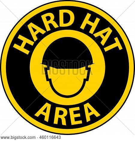 Hard Hat Area Floor Sign On White Background
