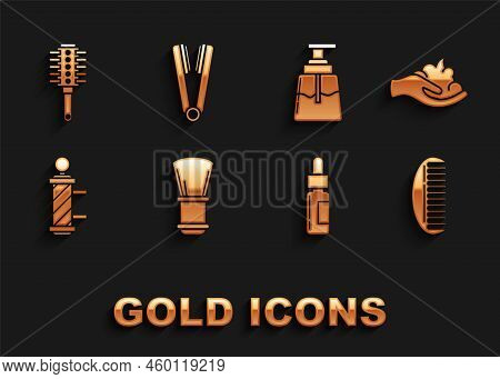 Set Shaving Brush, Gel Foam On Hand, Hairbrush, Glass Bottle With Pipette, Classic Barber Shop Pole,