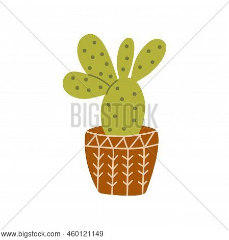 Cute Cactus In A Pot. Colorful Vector Isolated Doodle Illustration. Hand Drawn Print, Icon, Single F